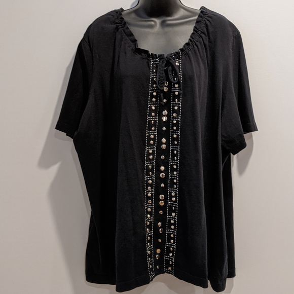2/$20 Pennington's black embellished t shirt 4X